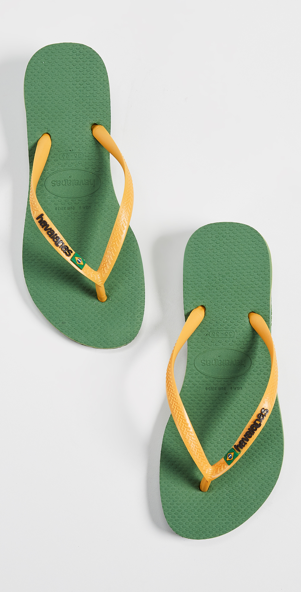 green and yellow havaianas