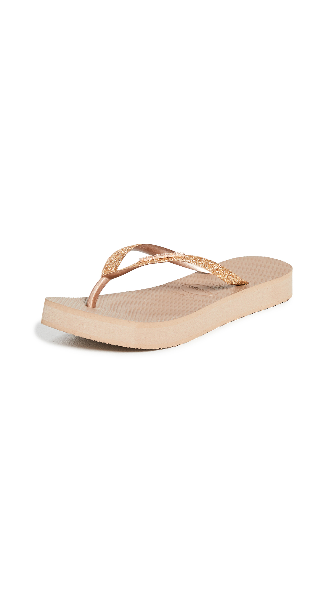 Havaianas Slim Flatform Glitter Sandals In Rose Gold | ModeSens