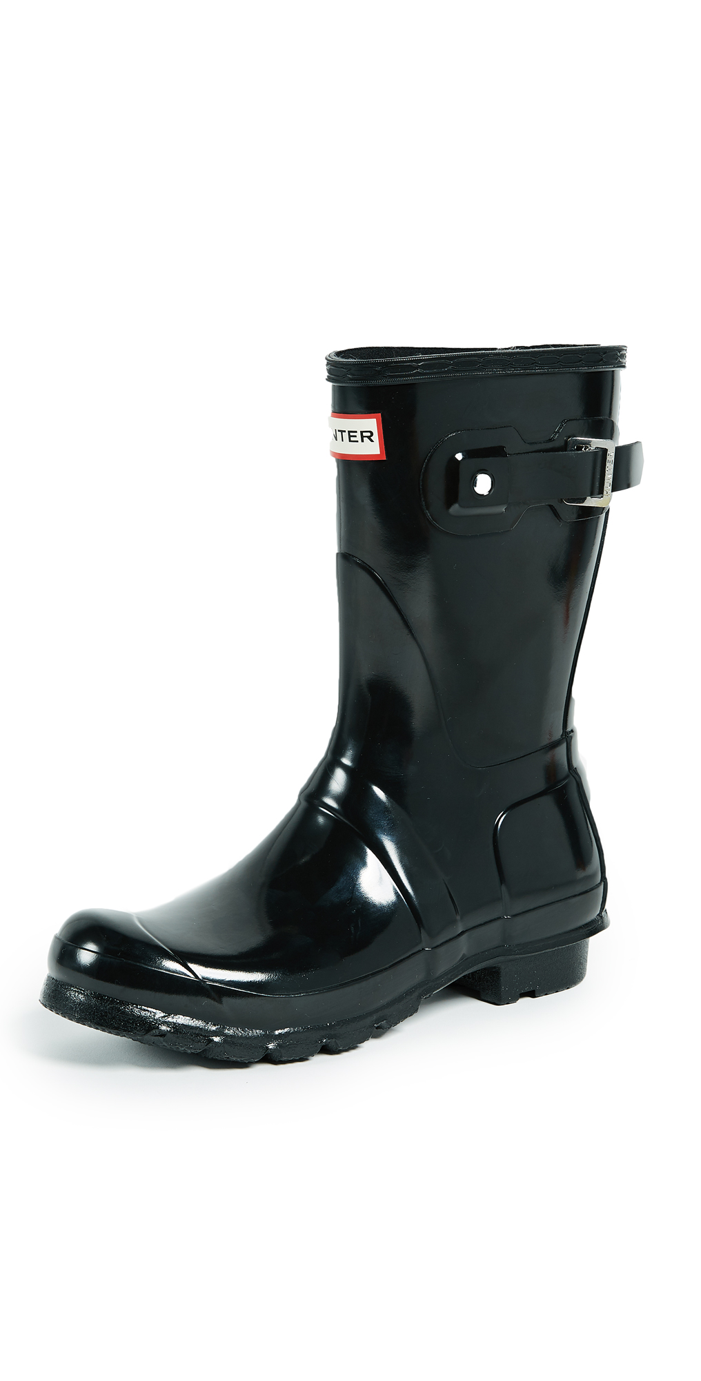 short black gloss hunter boots