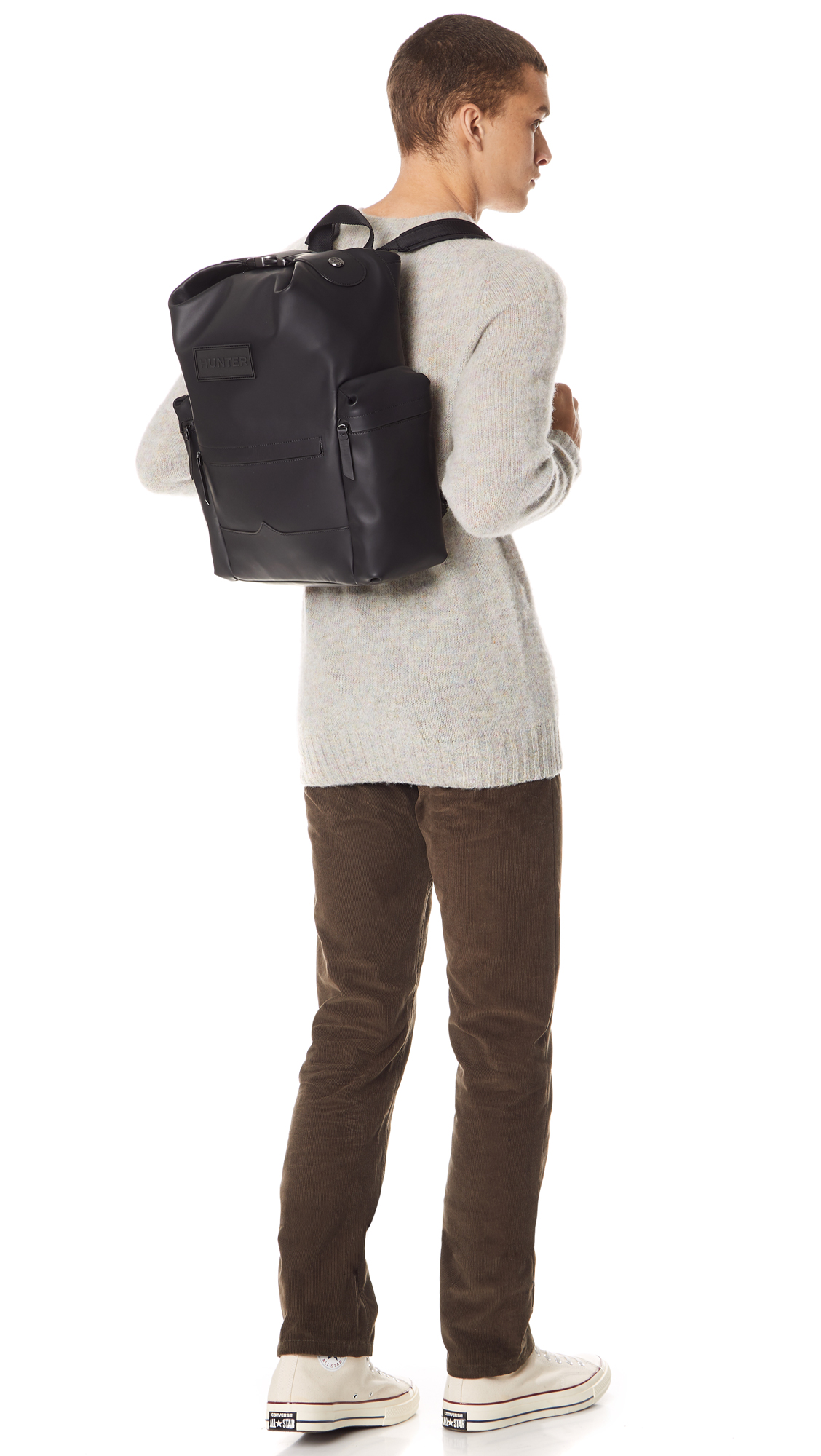 rubberised leather backpack