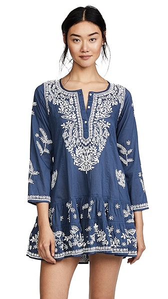 JULIET DUNN EMBROIDERED COVER UP DRESS