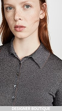 Jonathan Simkhai - Metallic Rib Henley Tee