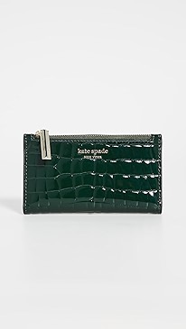 Kate Spade New York - Sylvia Croc Embossed Small Slim Bifold Wallet