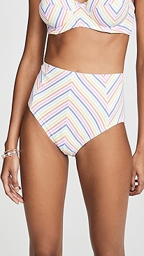 Kate Spade New York - Beach Stripe High Waist Bikini Bottoms