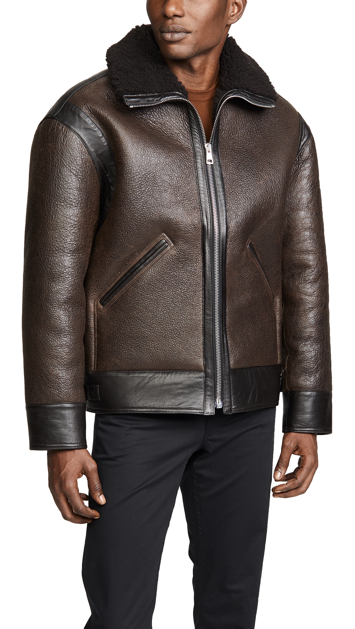 Lemaire Sheepskin Flight Jacket In Chocolate | ModeSens