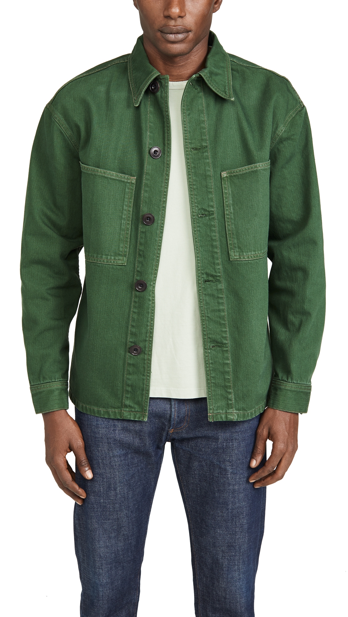 Lemaire Garment Dyed Denim Overshirt In 