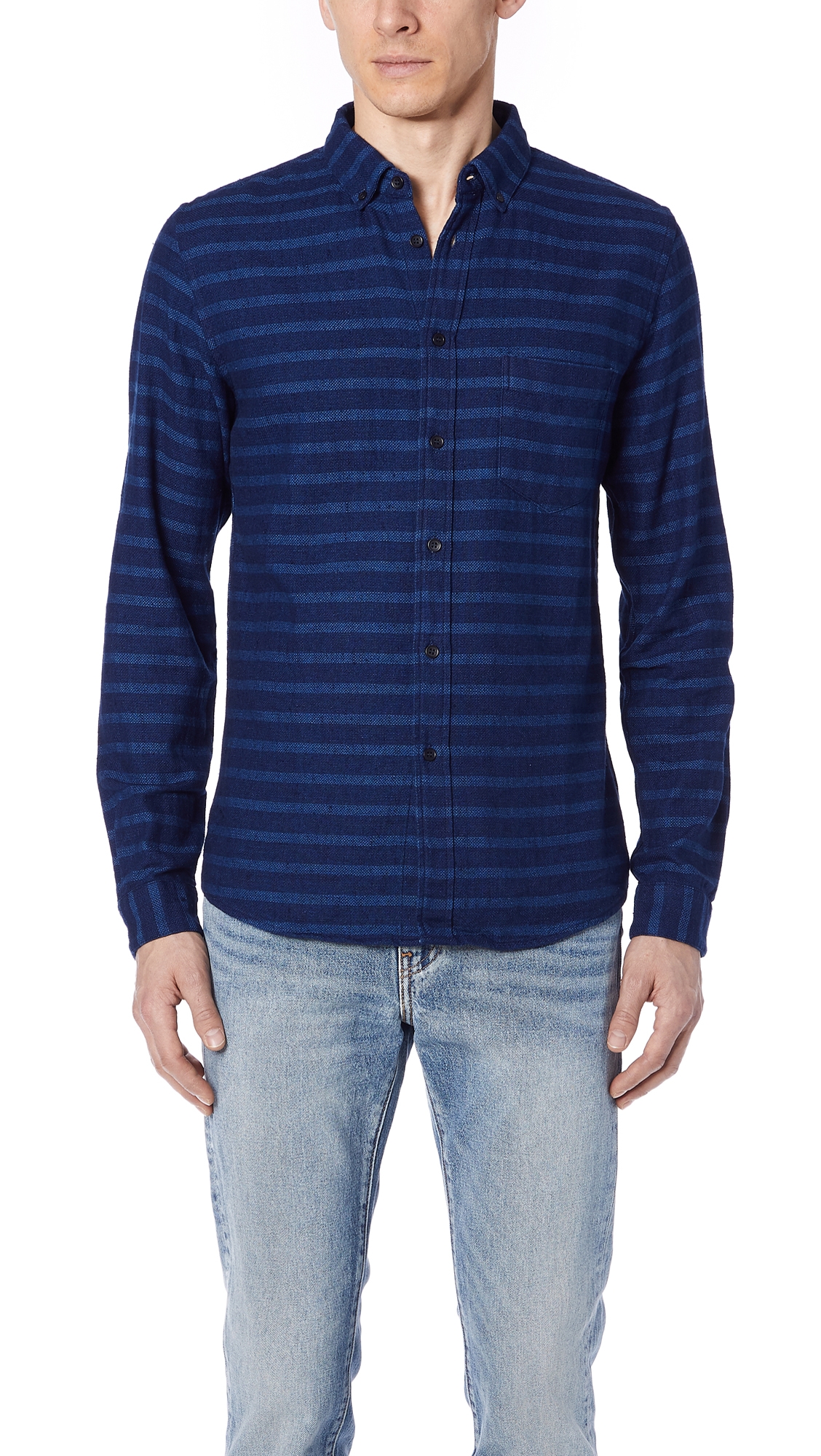 LEVI'S INDIGO STRIPE BUTTON DOWN SHIRT