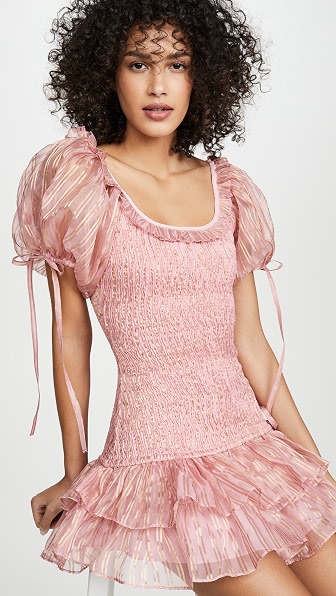 Loveshackfancy Violet Pink Shirred Silk 