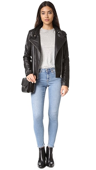 MACKAGE LISA PEBBLED LEATHER JACKET