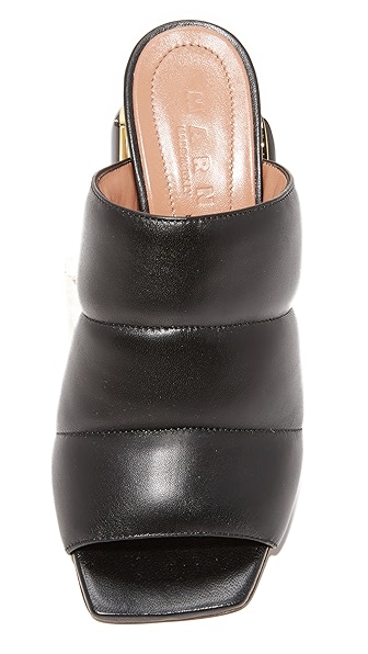 MARNI High Heel Black Leather Mules | ModeSens