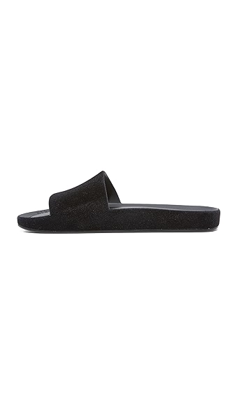 MELISSA 'Beach Slide Iii' Flocked Pvc Slides in Black | ModeSens