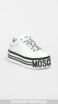 moschino logo leather platform sneakers