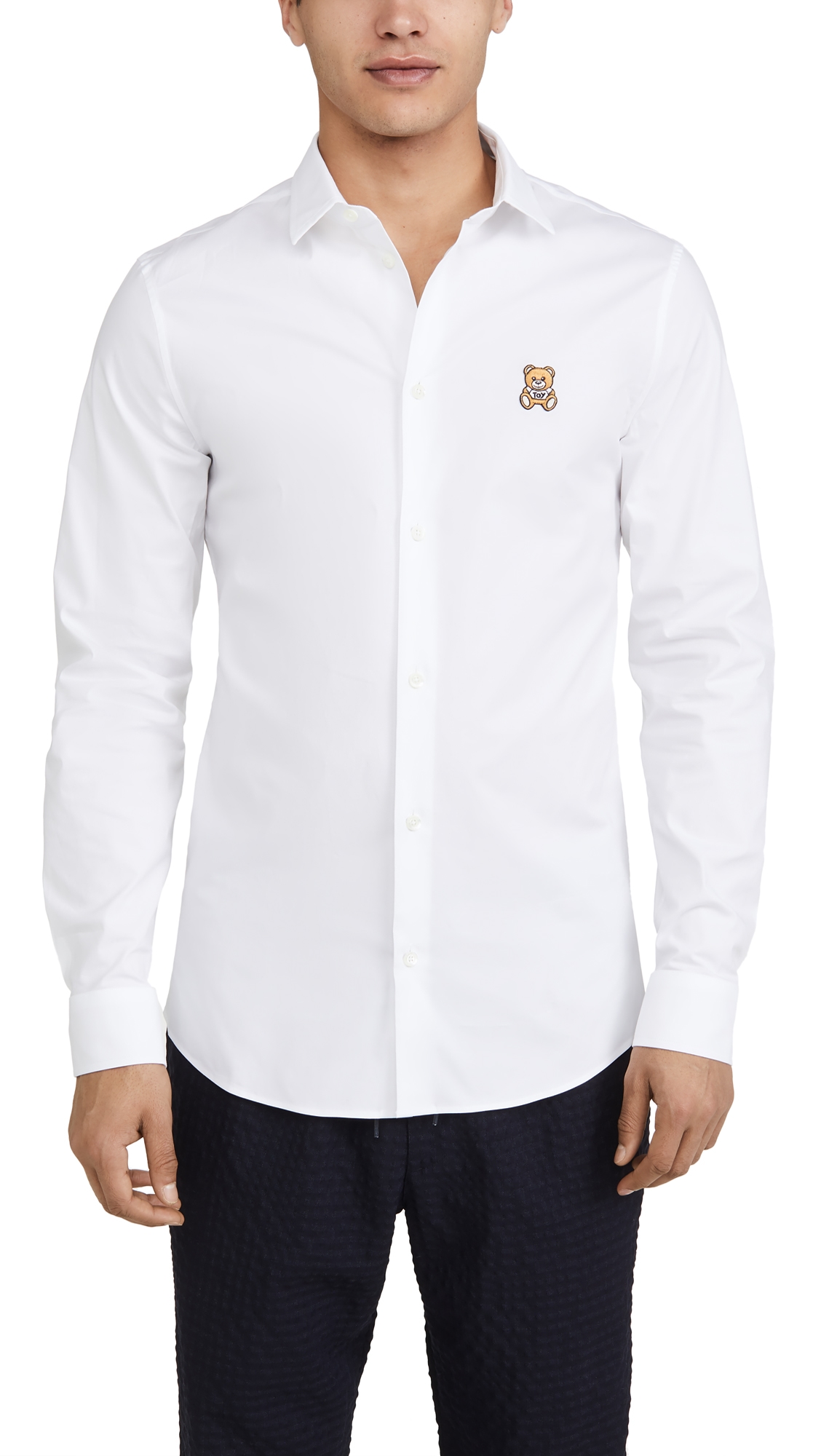 Moschino White Teddy Patch Shirt In White