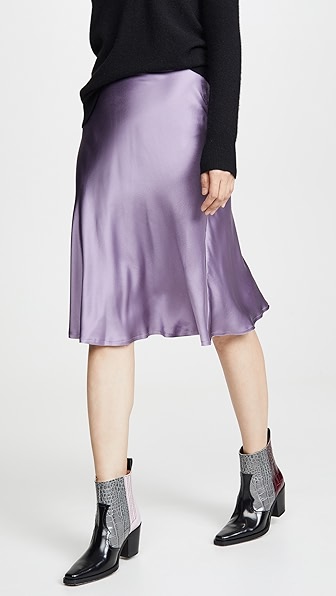 Nili Lotan Silk Midi Skirt In Lilac