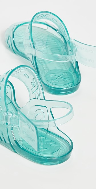 off white jelly sandals blue
