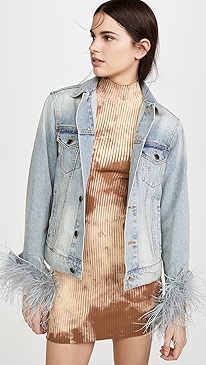 Pam & Gela - Feather Cuffed Denim Jacket
