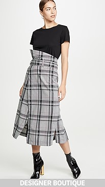 3.1 Phillip Lim - Plaid Belted Topstitch Skirt