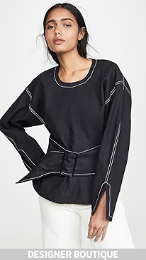 3.1 Phillip Lim - Long Sleeve Denim Pullover with Belt