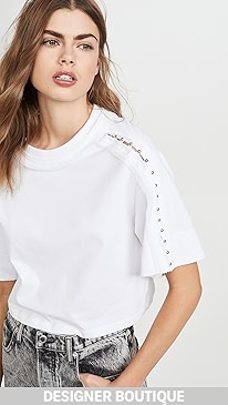 3.1 Phillip Lim - Crop T-Shirt with Embellished Sleeves