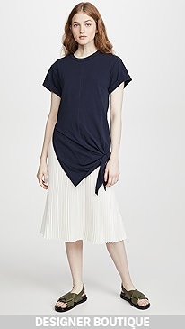 3.1 Phillip Lim - Short Sleeve Side Tie Dress with Pleating