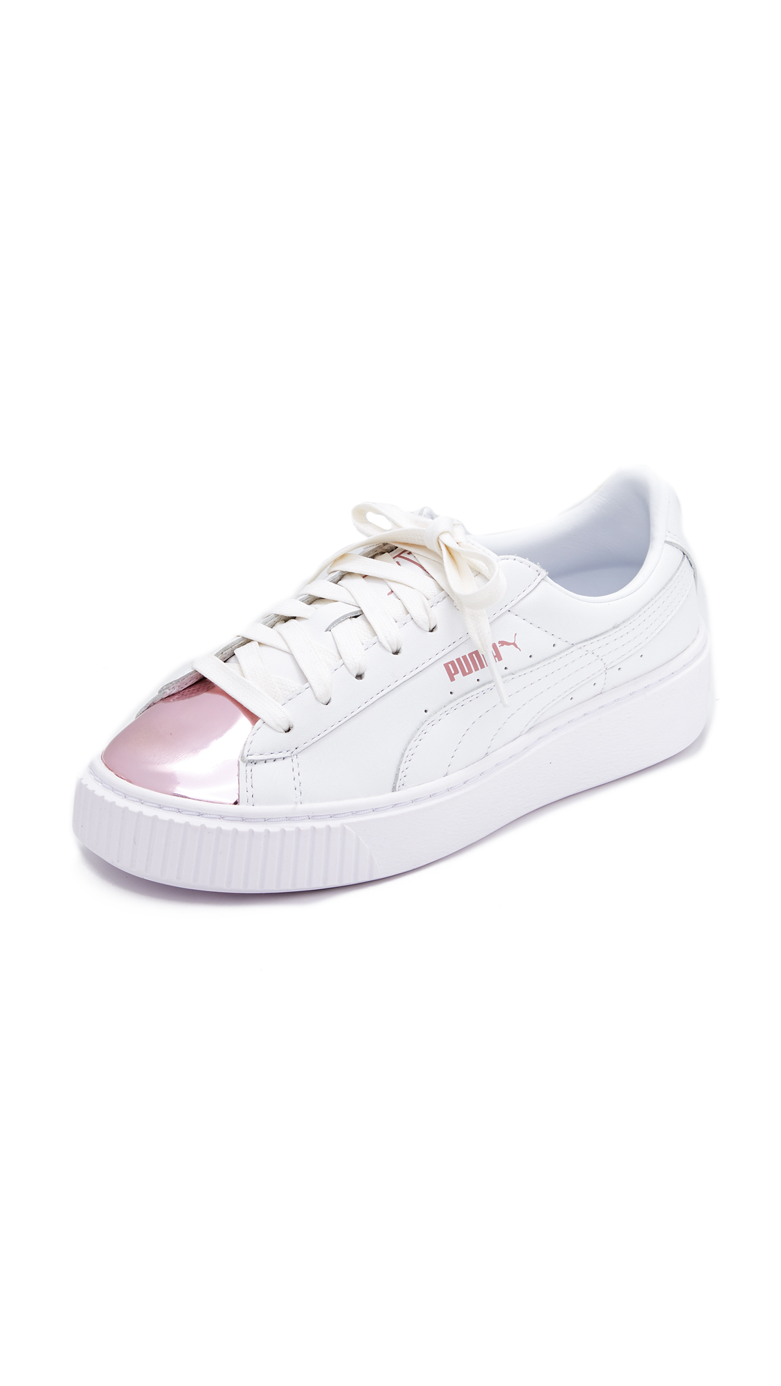 puma basket platform metallic pink