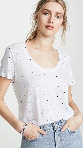 Rails Luna Palm Print Tee In White Twinkle