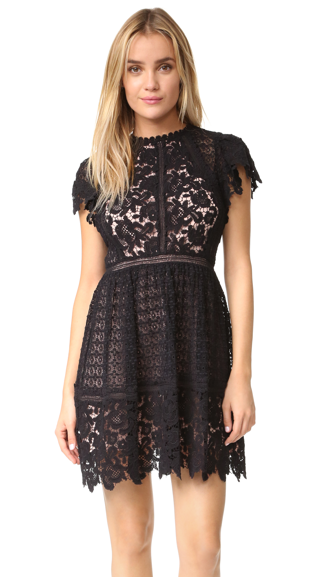 rebecca taylor black lace dress