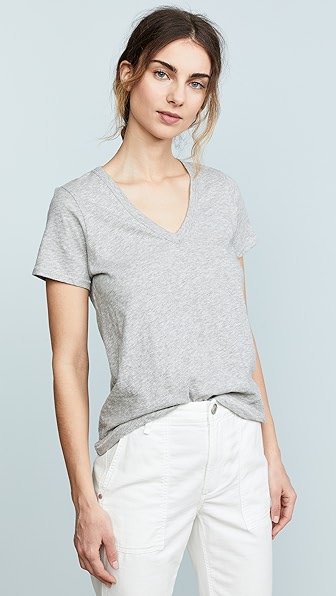 Rag & Bone The Vee Pima Cotton-jersey T-shirt In Heather Grey