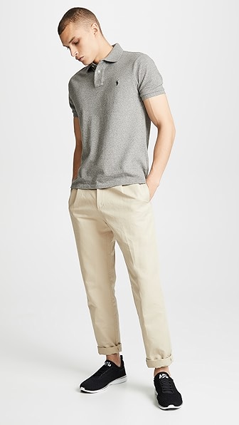 POLO RALPH LAUREN CUSTOM SLIM FIT ICONIC MESH POLO CANTERBURY HEATHER