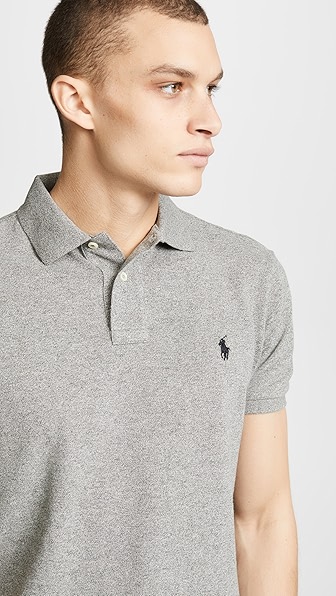 POLO RALPH LAUREN CUSTOM SLIM FIT ICONIC MESH POLO CANTERBURY HEATHER