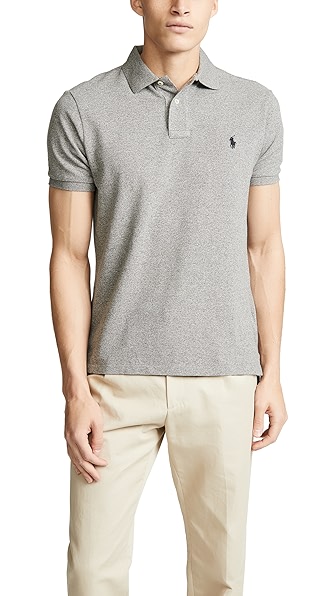 POLO RALPH LAUREN CUSTOM SLIM FIT ICONIC MESH POLO CANTERBURY HEATHER