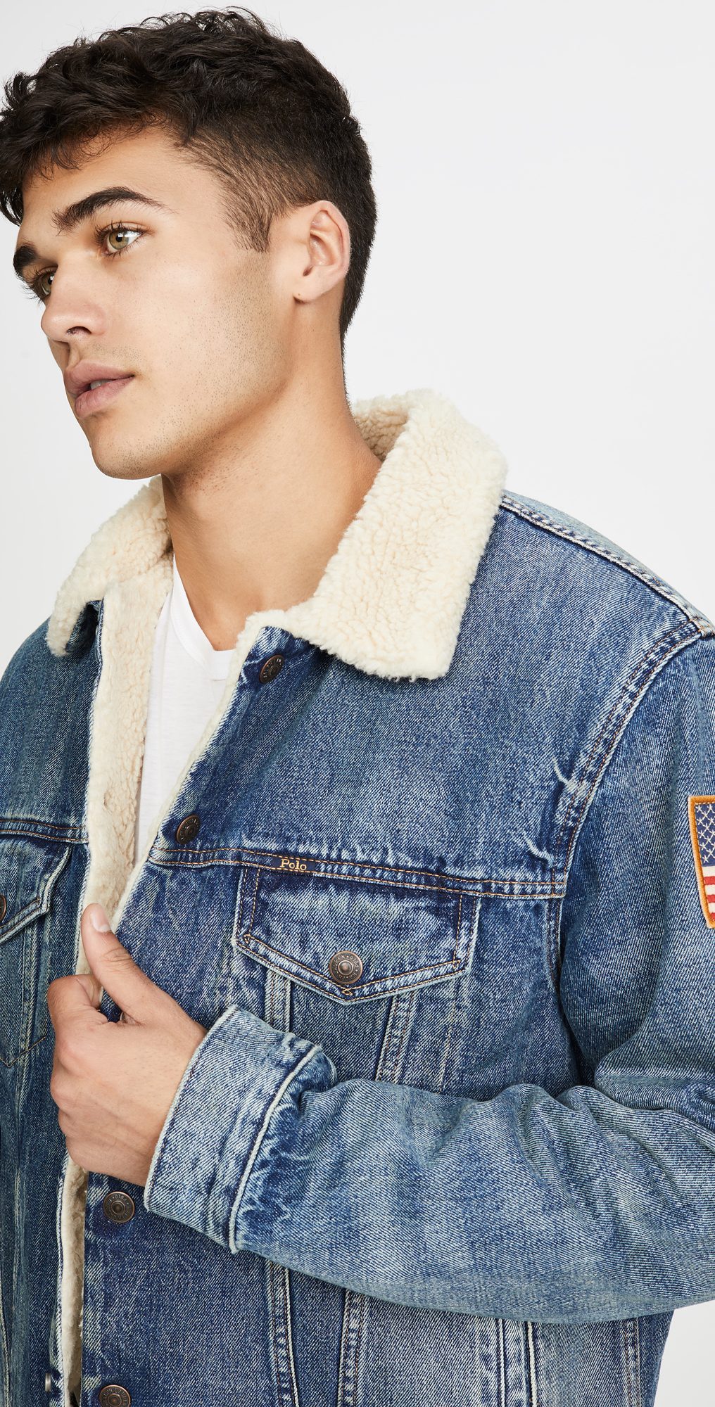 ralph lauren sherpa denim jacket