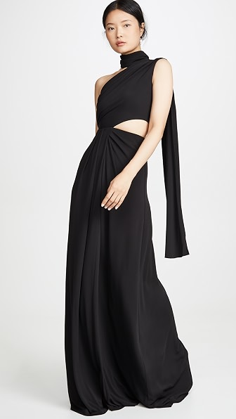 Saloni Honey One-shoulder Cutout Crepe 