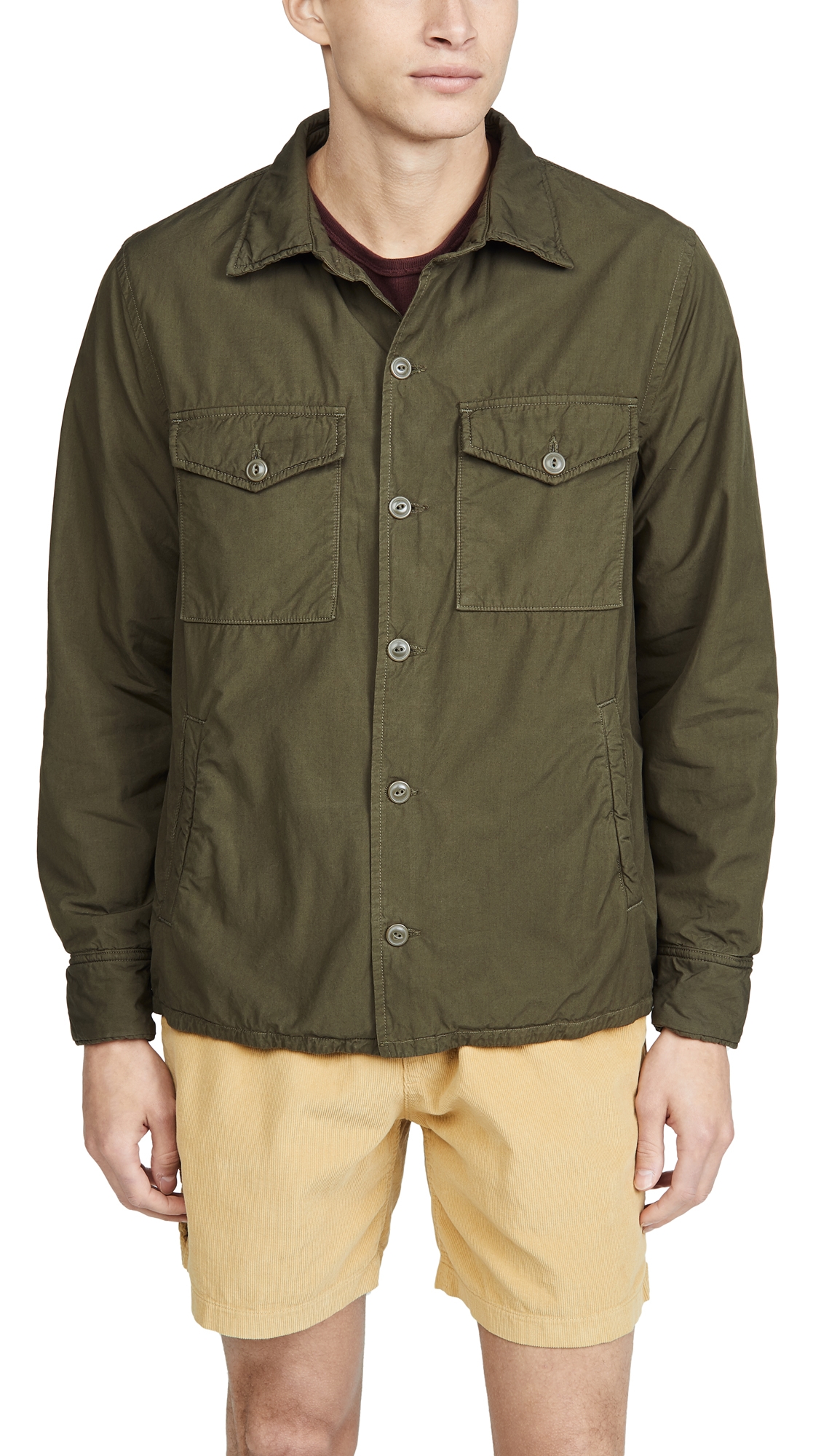 Save Khaki Fleece Lined Shirt Jacket In 