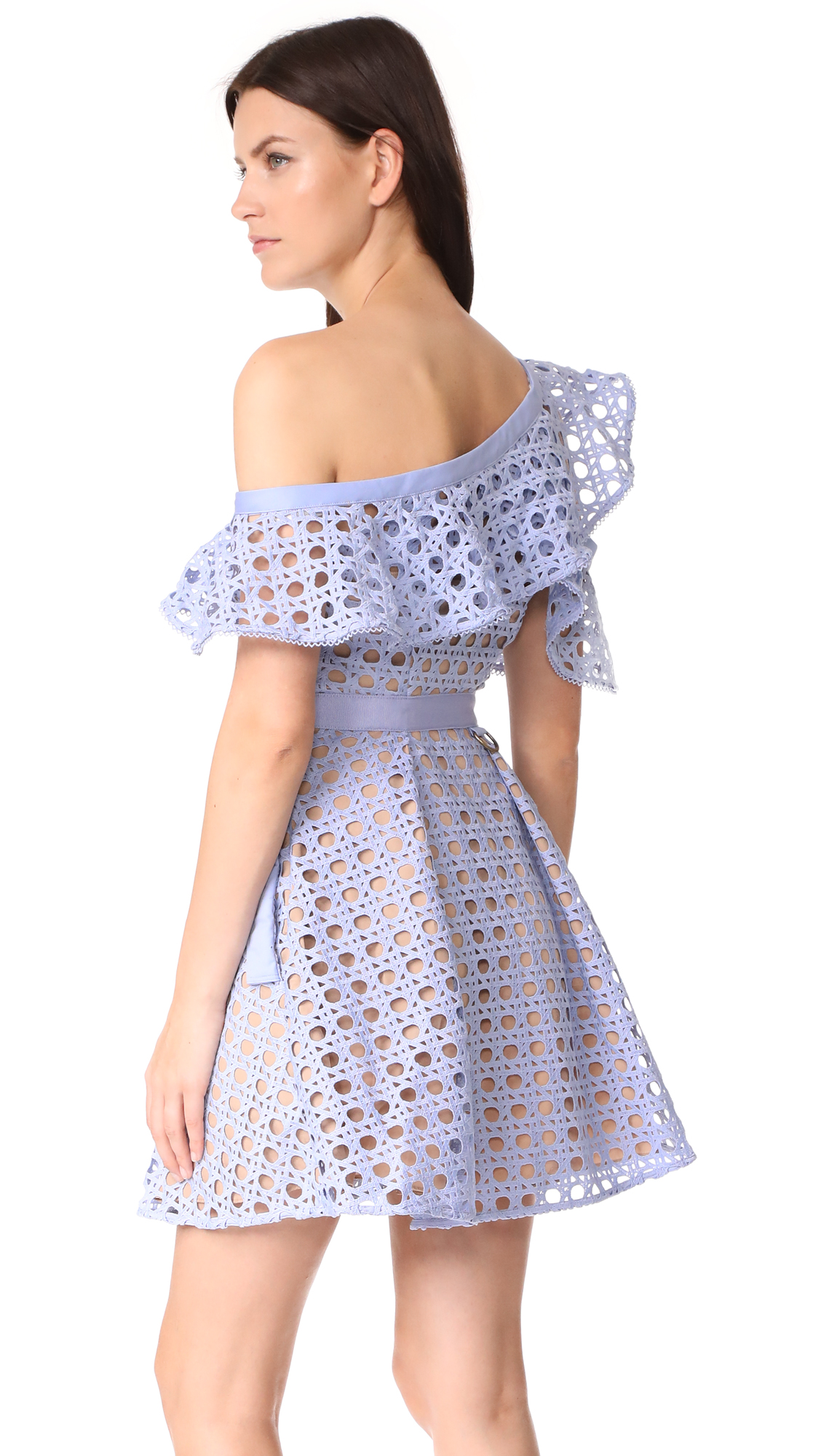 self portrait guipure frill mini dress