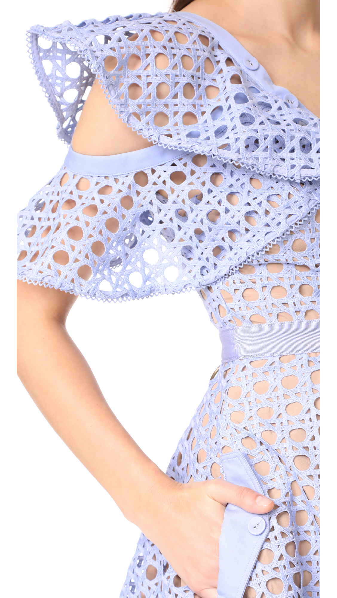 self portrait guipure frill mini dress