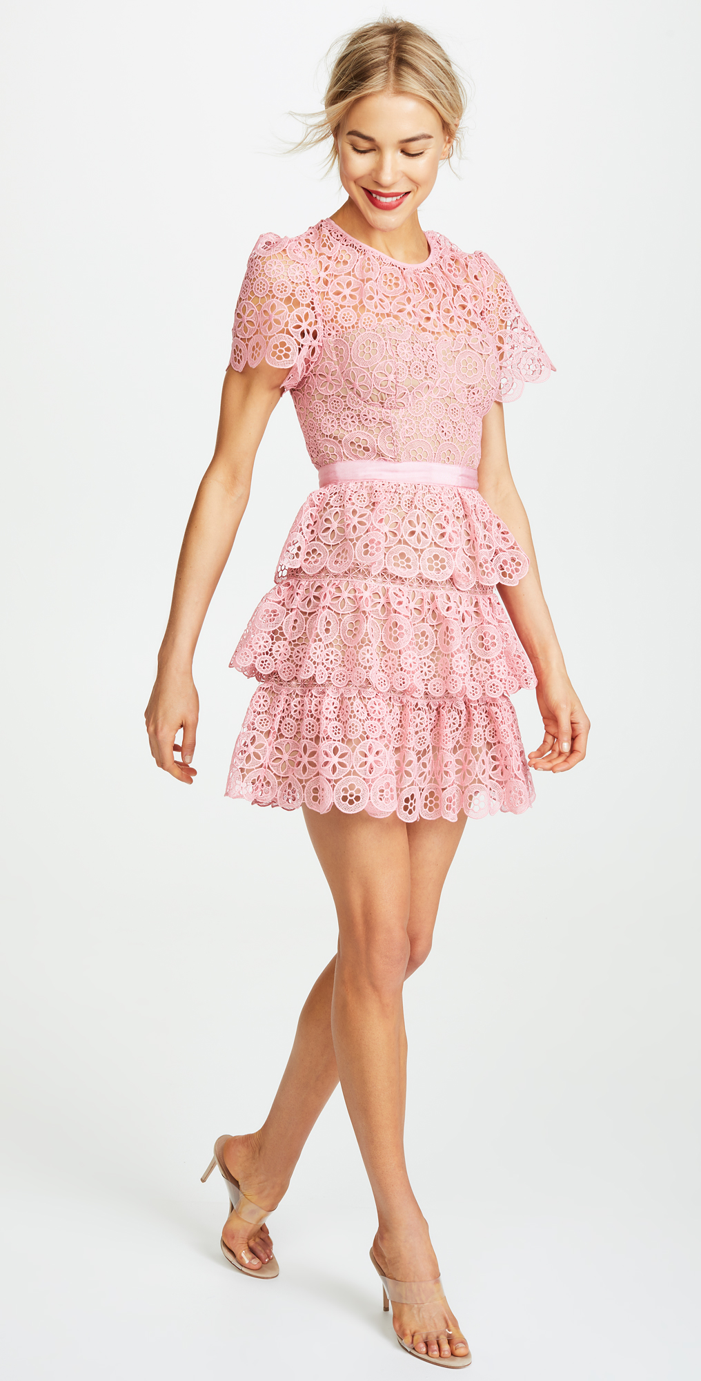 Self portrait pink tiered dress Clearance