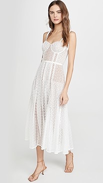 Self Portrait - Lace Panel Midi Dress
