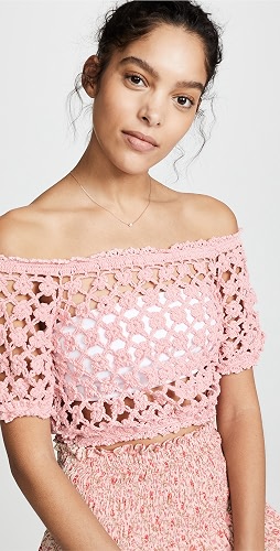 Smoking Gun Crochet-Style Mesh Bustier Set with Suspender Tights