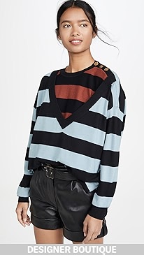 Sonia Rykiel - Striped V Neck Sweater