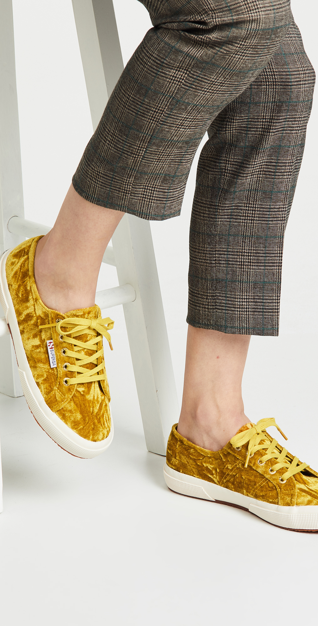 superga velvet lace up sneakers