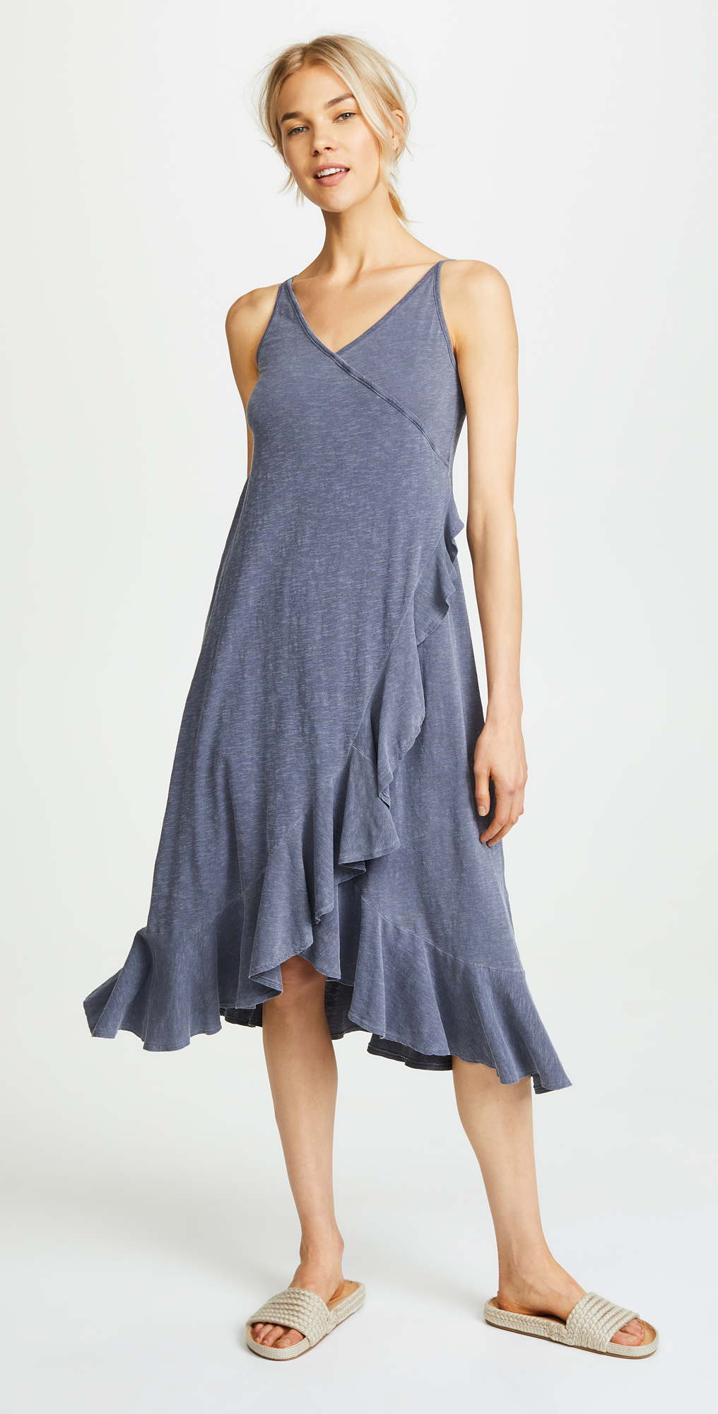 sundry ruffle midi dress