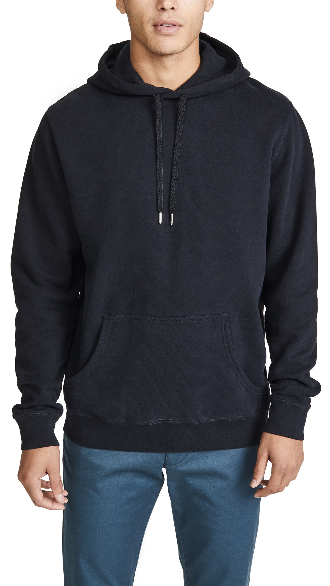 Sunspel Black Cotton Loopback Overhead Hoodie In Black