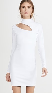 Susana Monaco - Long Sleeve Mock Neck Slash Front Dress