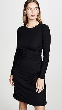 Theory - Long Sleeve Gathered Waist Dress