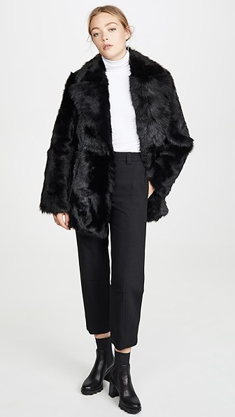 Theory Toscana Reversible Shearling And Leather Coat In Black Modesens