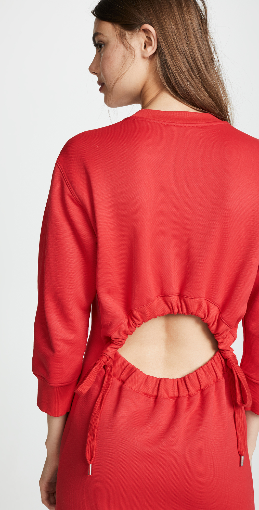 tibi open back sweatshirt dress