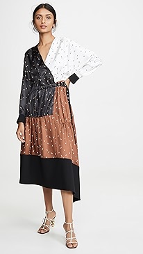Tibi - Patchwork Wrap Dress