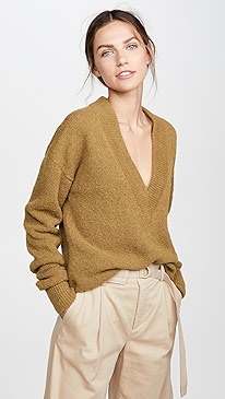 Tibi - V Neck Pullover with Arm Band Cuffs