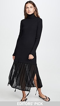 Tibi - Wool Gauze Layered Ribbed Dress